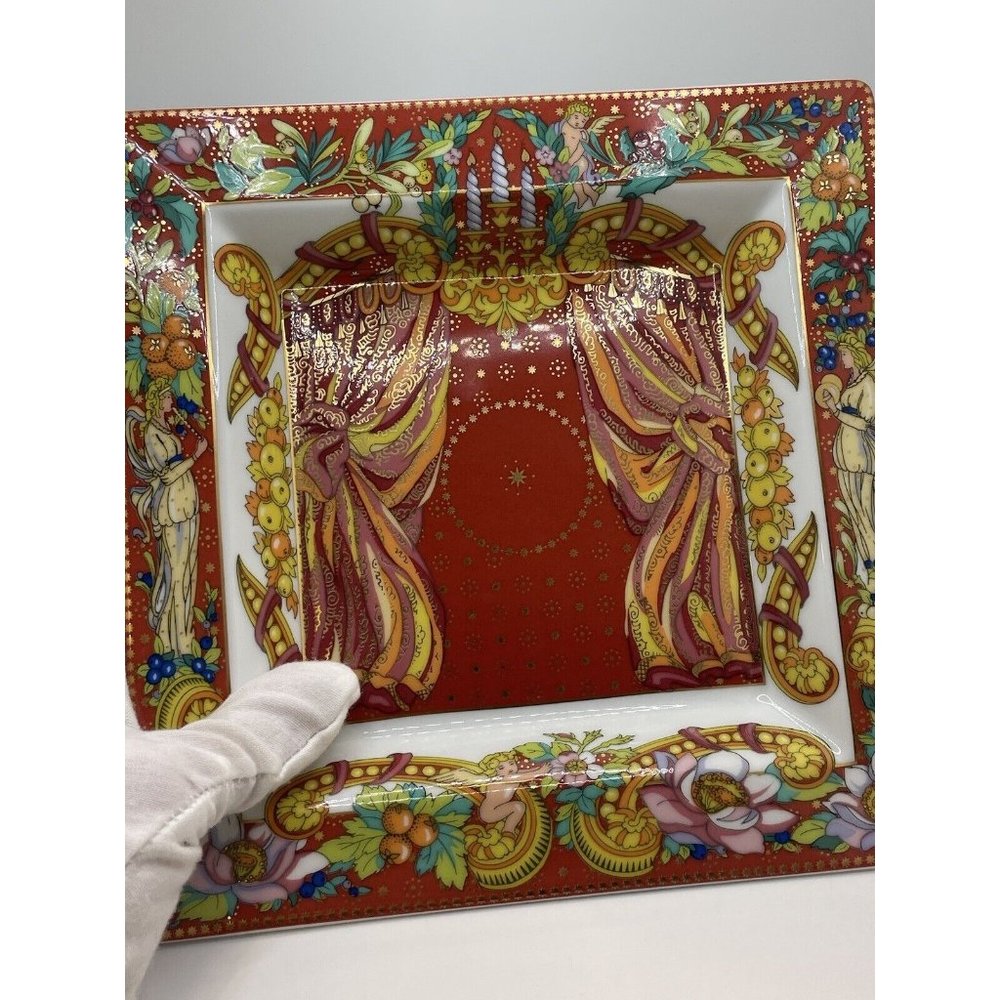 Versace Studio Line Square Plate Christmas Rosenthal Le Reve de Noel Retired